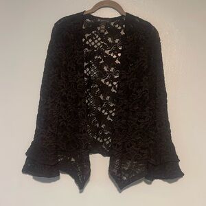 NWOT INC Ladies Black Lace Cardigan - Size Petite Medium